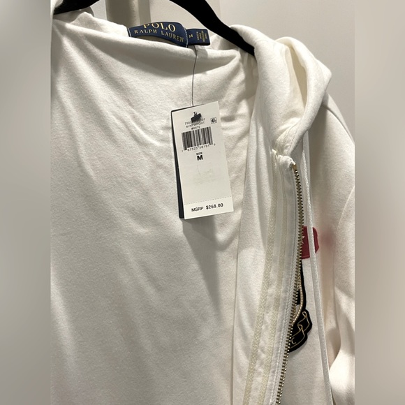 Polo Ralph Lauren Luxury Nautical Zip Up Hoodie in White Size Medium - NWT - Picture 6 of 16